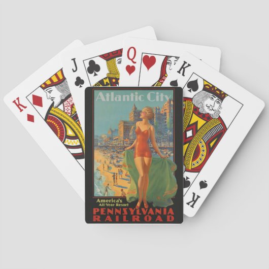 アトランティックシティビーチ美しいヴィンテージアートワーク トランプ (裏面)