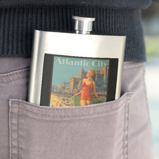 アトランティックシティビーチ美しいヴィンテージアートワーク フラスク (インサイチュ)