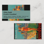 アトランティックシティビーチ美しいヴィンテージアートワーク 名刺 (正面/裏面)