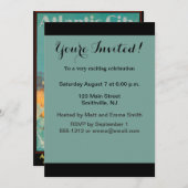 アトランティックシティビーチ美しいヴィンテージアートワーク 招待状 (正面/裏面)