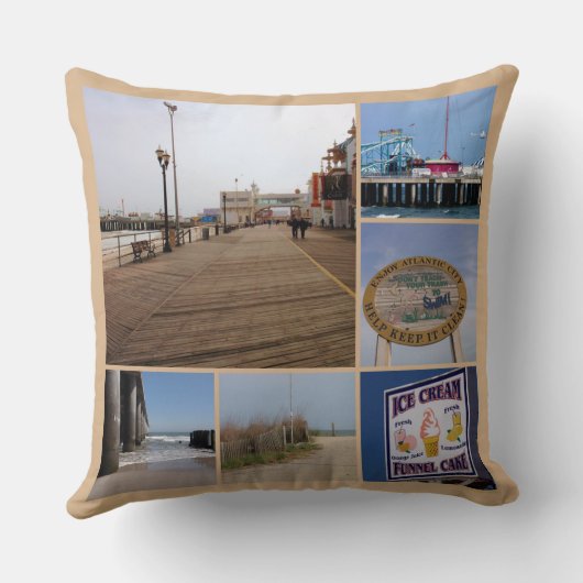 アトランティックシティビーチ – フォトコラージュ クッション (裏面)