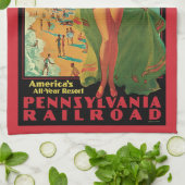 アトランティックシティリゾートペンシルバニア鉄道旅行 キッチンタオル (折り畳み)