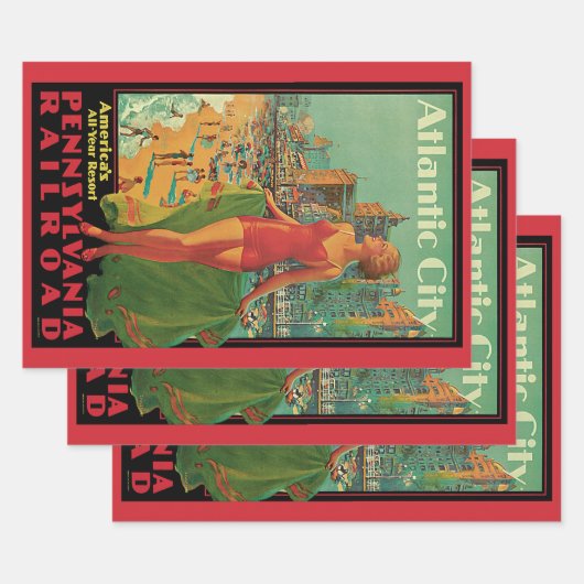 アトランティックシティリゾートペンシルバニア鉄道旅行 ラッピングペーパーシート (セット)