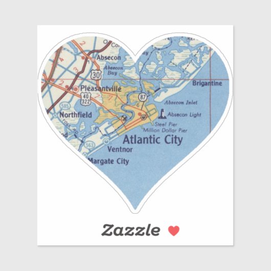 アトランティックシティヴィンテージマップ シール (シート)