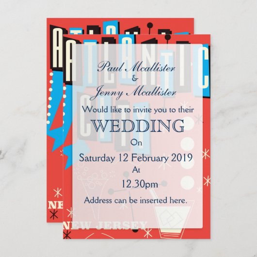 アトランティックシティヴィンテージ賭博旅行ポスター 招待状 (正面/裏面)