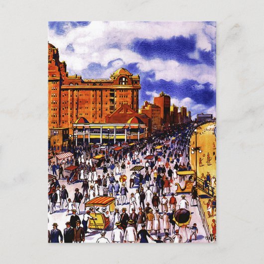 アトランティックシティー葉書のヴィンテージ旅行ポスター ポストカード (正面)