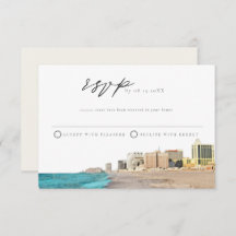 アトランティックシティ水彩RSVPポストカード