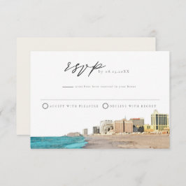 アトランティックシティ水彩RSVPポストカード 招待状