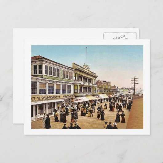 アトランティックシティ1900ヴィンテージのボードウォーク ポストカード (正面/裏面)
