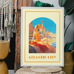 アトランティックシティ1930sピンアップレトロヴィンテージ旅行 ポスター