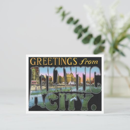 アトランティックシティ、ニュージャージー州ヴィンテージビッグレター ポストカード (スタンド正面)