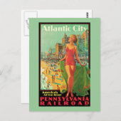 アトランティックシティ – ペンシルバニアRRヴィンテージトラベル ポストカード (正面/裏面)
