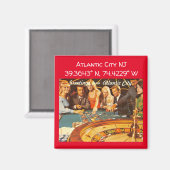 アトランティックシティNJマップ座標ヴィンテージスタイル マグネット (正面/裏面)
