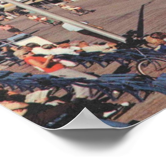 アトランティックシティNJ、ボードウォークに乗る自転車 ポスター (角)