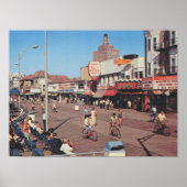 アトランティックシティNJ、ボードウォークに乗る自転車 ポスター (正面)