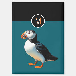 アトランティックパフィン 鳥 野生 自然 海洋 青 モノグラム マグネット
