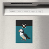 アトランティックパフィン 鳥 野生 自然 海洋 青 モノグラム マグネット (インサイチュ (食洗機))