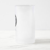 アトランティックブルーロゴと文字すりガラスのビアマグ フロストグラスビールジョッキ (中央)