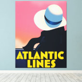 アトランティックラインクルーズライナー旅行ポスター キャンバスプリント (インサイチュ (ウッドフロア))