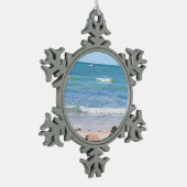 アトランティック海休日の写真 スノーフレークピューターオーナメント (左)