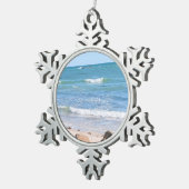 アトランティック海休日の写真 スノーフレークピューターオーナメント (右)