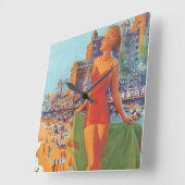 アトランティック・シティのヴィンテージ旅行ポスター スクエア壁時計 (傾斜)