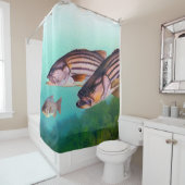 アトランティック·バス·フストライプのィッシュ シャワーカーテン (インサイチュ)