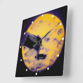 アトリップザムーン深いスリープパープル悪夢 スクエア壁時計 (傾斜)