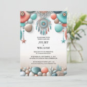 アトリバルアクアサンドワークスタックシーグラスウェディング 招待状 (スタンド正面)