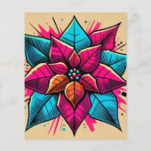 アト鮮やかルポップ・アートのポインセチアのスクラップブック紙 (裏面)