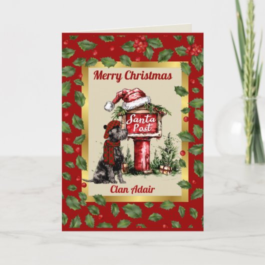 アドエアスコッツティドッグ&クレストパーソナライズされたクリスマス カード (正面)