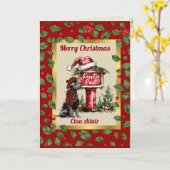 アドエアスコッツティドッグ&クレストパーソナライズされたクリスマス カード (黄色い花)