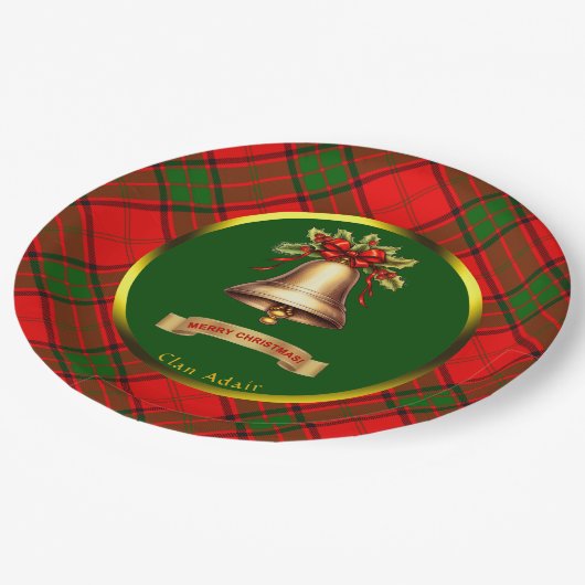 アドエアタータンチェックパーソナライズされたクリスマス ペーパープレート (アングル)