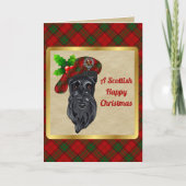 アドエアバッジとタータンチェックパーソナライズされたクリスマス カード (正面)