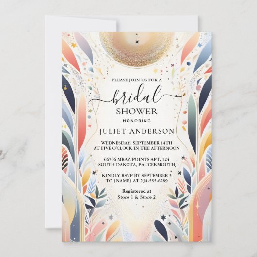アドグラムブライトパステルグラデーショングリッターブライダルシャワー 招待状 (正面)