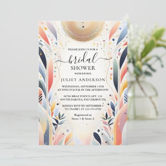 アドグラムブライトパステルグラデーショングリッターブライダルシャワー 招待状 (スタンド正面)