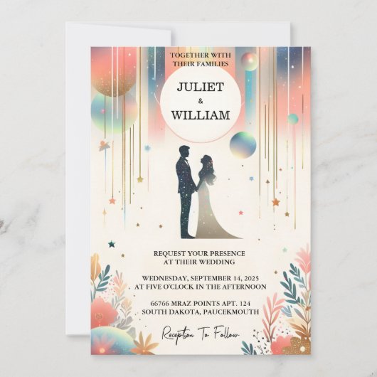 アドスターズグラムブライトパステルグラデーショングリッター結婚ズ 招待状 (正面)