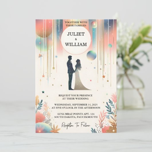 アドスターズグラムブライトパステルグラデーショングリッター結婚ズ 招待状 (スタンド正面)