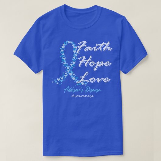 アドディソンズ病認識度信仰希望ラブグリッター Tシャツ (デザイン正面)