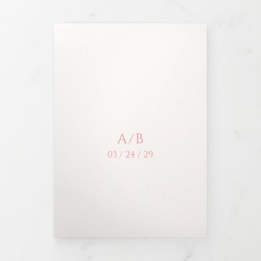 アドディソンピンククラシッククエレガントな結婚式 三つ折り招待状 (カバー)