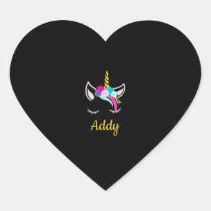 アドディTシャツ用のAddy Unicornネームシャツ ハートシール
