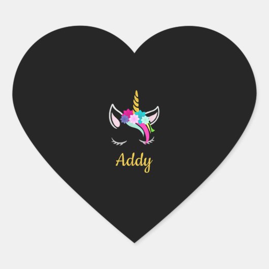 アドディTシャツ用のAddy Unicornネームシャツ ハートシール (正面)