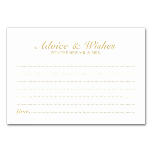 アドバイスおよび願いを結婚するエレガントな白および金ゴールド テーブルナンバー (正面)