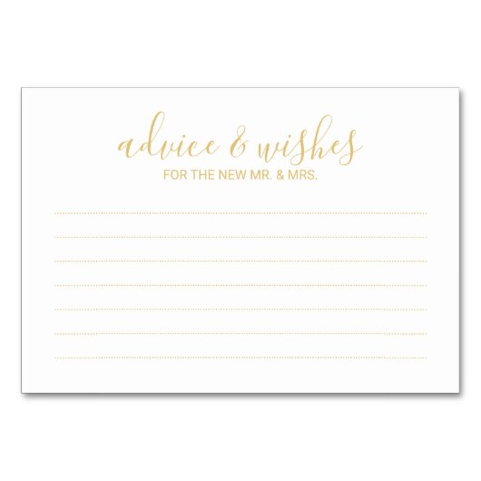 アドバイスおよび願いを結婚するモダンな白および金ゴールド テーブルナンバー (正面)