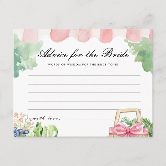 アドバイスが市場から出てブライダルシャワー エンクロージャーカード (正面)
