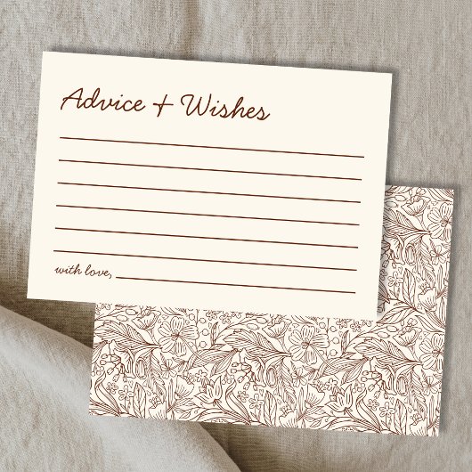 アドバイスとお祝いの言葉 ブラウン 手書き 結婚式前ウェディングシャワー ノートカード