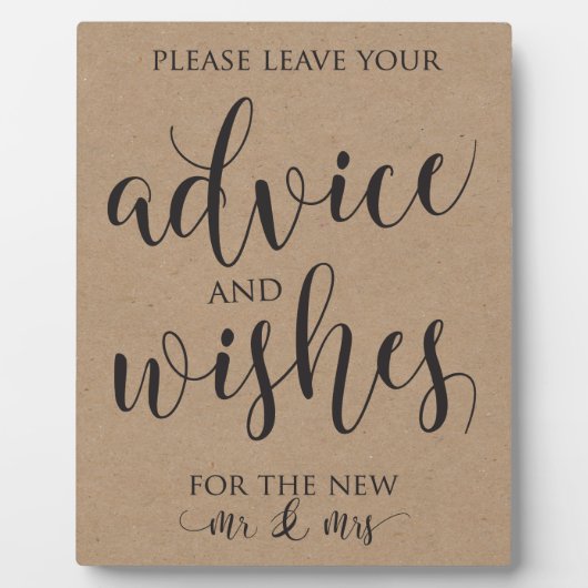 アドバイスとウィズ結婚の装飾のサイン フォトプラーク (正面)