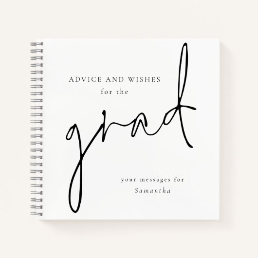 アドバイスとウィッシュのためにグラッドブラック文字ゲストブック ノートブック (正面)