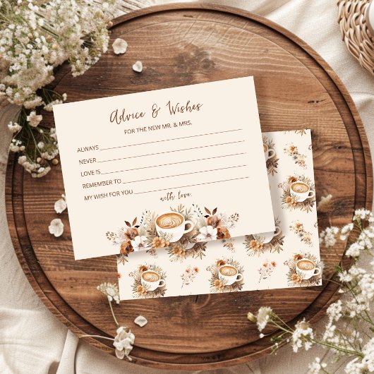 アドバイスとウィッシュコーヒーブライダルシャワーカード 招待状