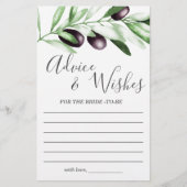 アドバイスとウィッシュズオリーブブライダルシャワーゲーム (正面)